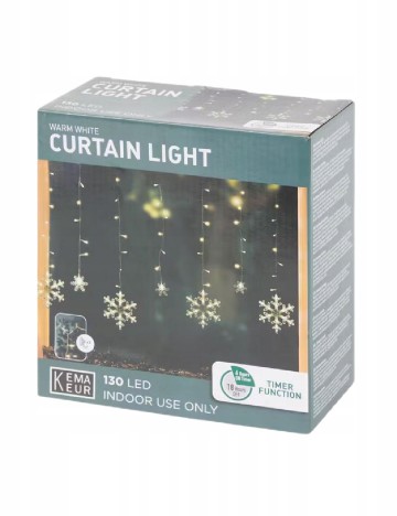 Ghirlandă luminoasă 130 LED 2 x 0.7 m Kema Keur, alb cald