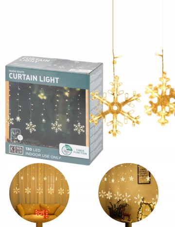 Ghirlandă luminoasă 130 LED 2 x 0.7 m Kema Keur, alb cald