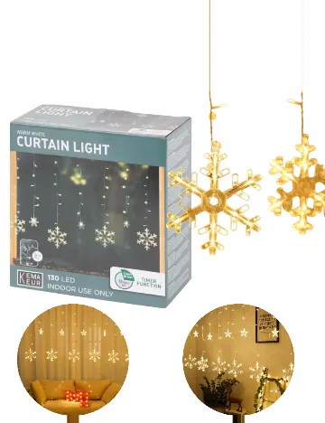 Ghirlandă luminoasă 130 LED 2 x 0.7 m Kema Keur, alb cald