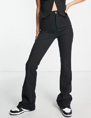 Pantaloni DAISY STREET, negru/argintiu