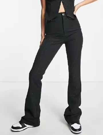 Pantaloni DAISY STREET, negru/argintiu