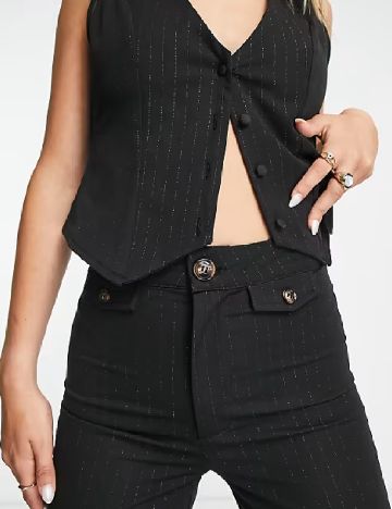 Pantaloni DAISY STREET, negru/argintiu