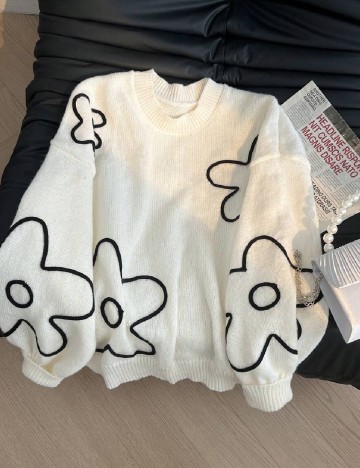 Pulover SHEIN CURVE, alb