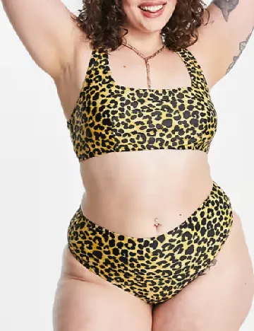 Bustiera de baie Reclaimed Vintage Plus Size, animal print