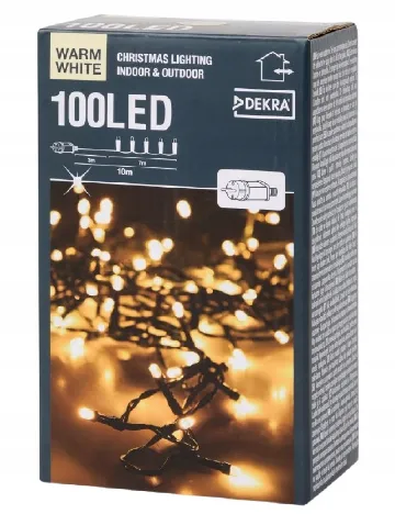 Ghirlanda Luminoasa, 100 Led-uri, 7 metri DEKKRA, alb cald
