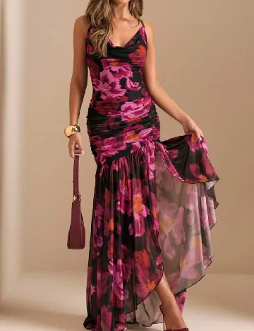 Rochie lunga SHEIN, negru/roz