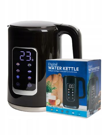 Fierbător electric digital cu 5 setări de temperatură 1,7 l ACTION, negru