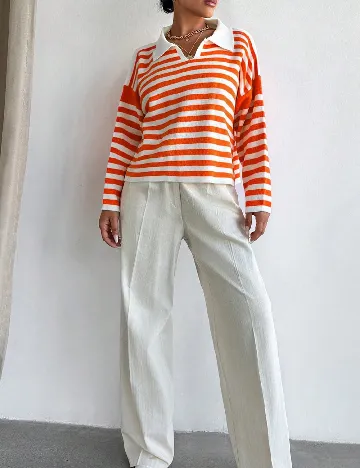 Bluza SHEIN, alb/portocaliu