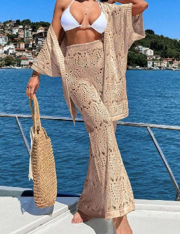 Compleu De Plaja SHEIN, crem