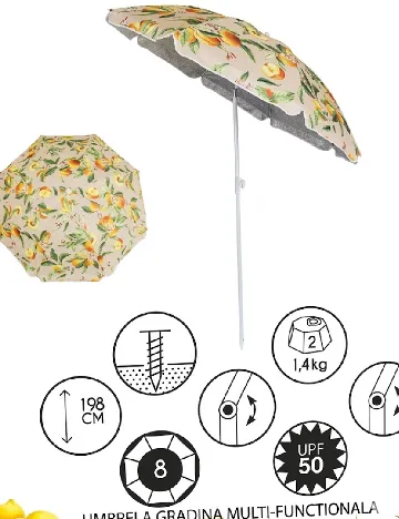 Umbrela de gradina ACTION, mix culori