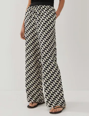 Pantaloni Someday, ecru/negru