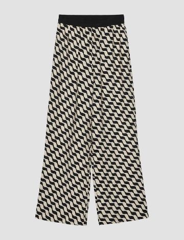 Pantaloni Someday, ecru/negru