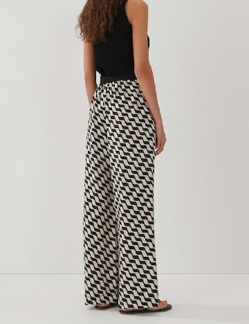Pantaloni Someday, ecru/negru