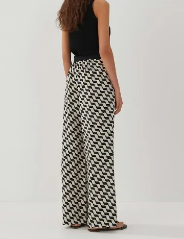 Pantaloni Someday, ecru/negru