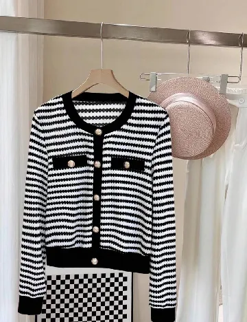 Cardigan SHEIN, negru/alb