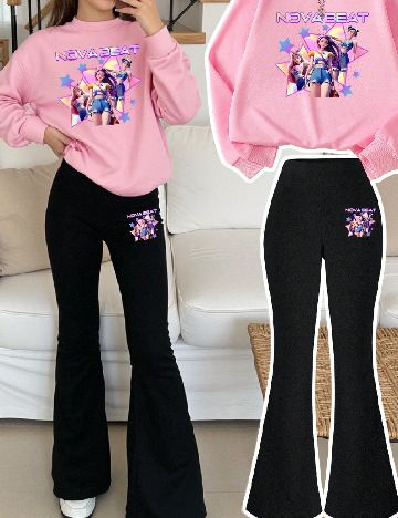 Compleu Shein Kids, negru/roz