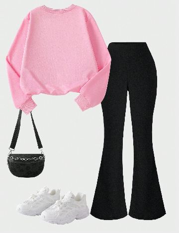 Compleu Shein Kids, negru/roz