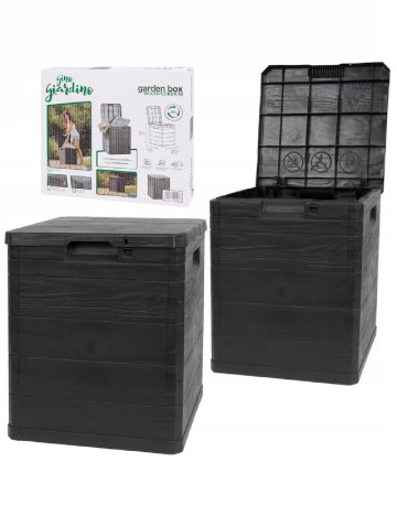 Lada de gradina 90L, rezistenta la intemperii Gino Giardino, negru