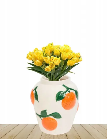 Vază ceramică cu motiv de portocale și frunze Home Accents, portocaliu