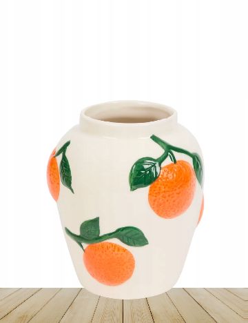 Vază ceramică cu motiv de portocale și frunze Home Accents, portocaliu