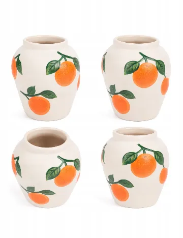 Vază ceramică cu motiv de portocale și frunze Home Accents, portocaliu