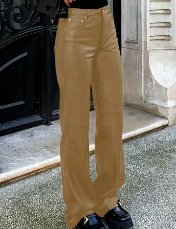 Pantaloni imitatie de piele SHEIN, maro