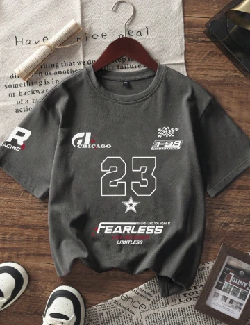 Tricou Oversize SHEIN, gri