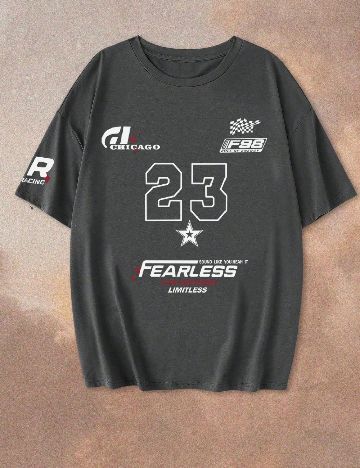 Tricou Oversize SHEIN, gri