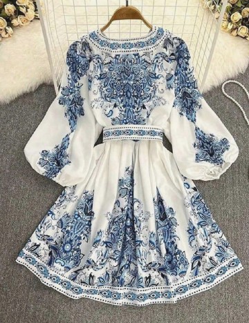 Rochie scurta SHEIN, alb/albastru