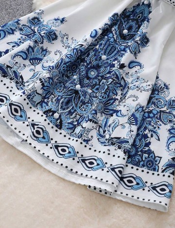 Rochie scurta SHEIN, alb/albastru