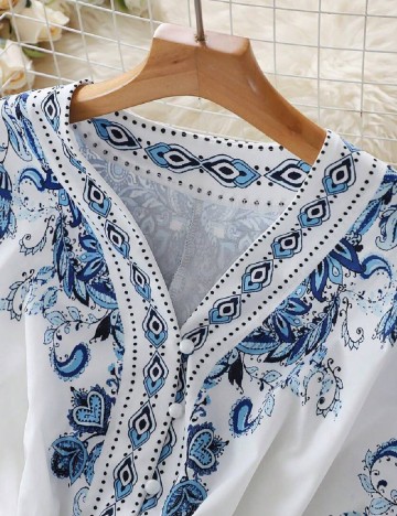 Rochie scurta SHEIN, alb/albastru