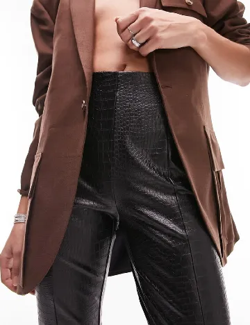 Pantaloni imitatie de piele Top Shop, negru