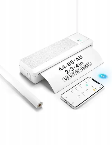 Imprimantă portabilă A4 fără cerneală, Bluetooth, 2600mAh FICHERO, alb