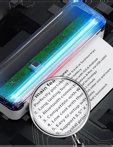 Imprimantă portabilă A4 fără cerneală, Bluetooth, 2600mAh FICHERO, alb