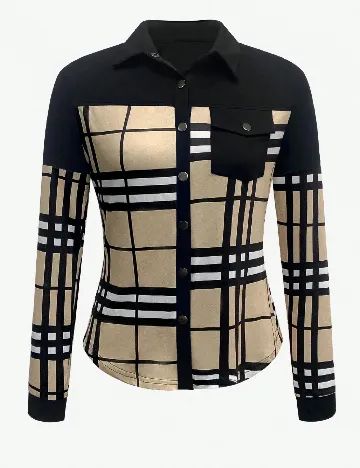 Camasa SHEIN, negru/bej