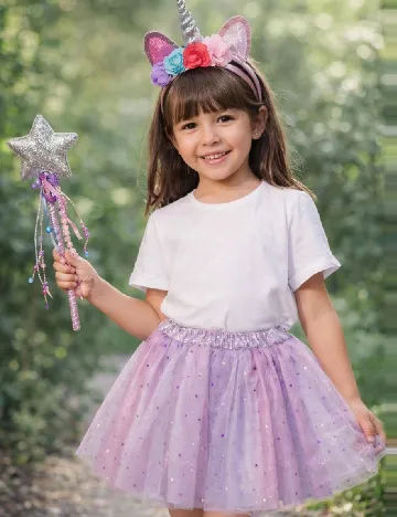 Set coronită, baghetă magică și fusta Little Concepts, mov