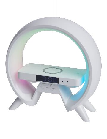 Ceas deșteptător cu încărcător wireless și iluminare LED XTRONIC, alb