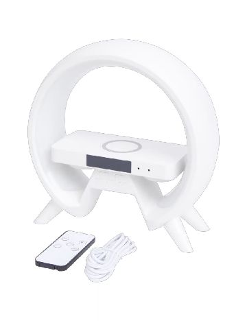 Ceas deșteptător cu încărcător wireless și iluminare LED XTRONIC, alb