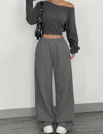 Pantaloni Shein Kids, gri inchis