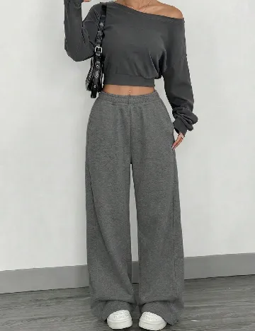 Pantaloni Shein Kids, gri inchis