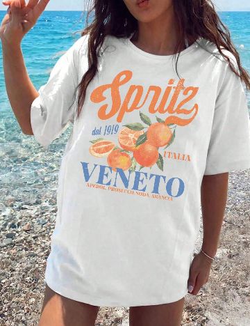 Tricou Oversize SHEIN, alb