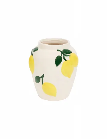 Vază ceramică cu motiv de lamâi și frunze Home Accents, galben