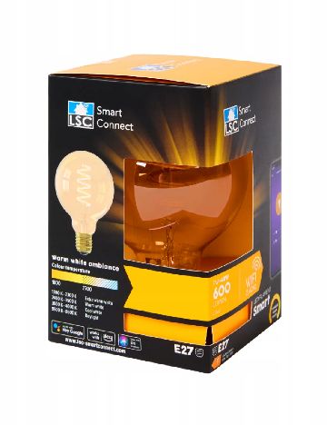 Bec decorativ inteligent Smart Connect, alb cald, E27 LSC, galben