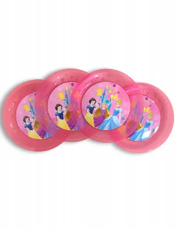 Set farfurii plastic reutilizabile 4 bucati Disney, roz