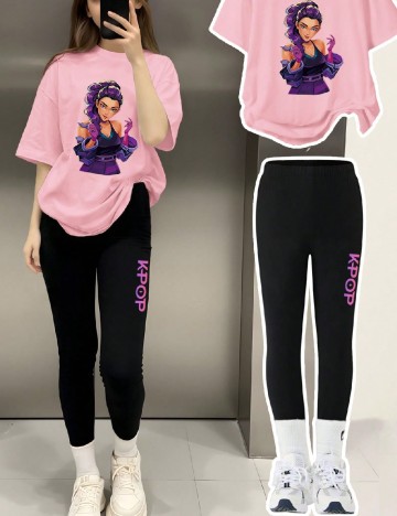 Compleu Shein Kids, roz/negru