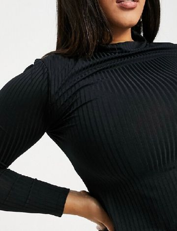 Rochie scurta Flounce London Plus Size, negru