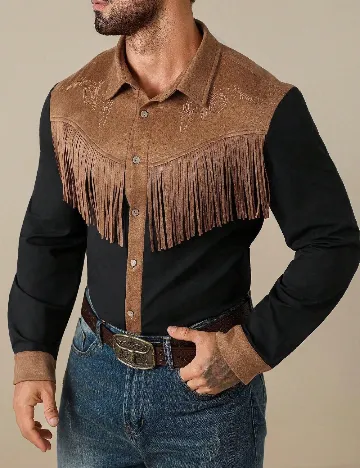 Camasa SHEIN, maro/negru