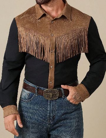 Camasa SHEIN, maro/negru