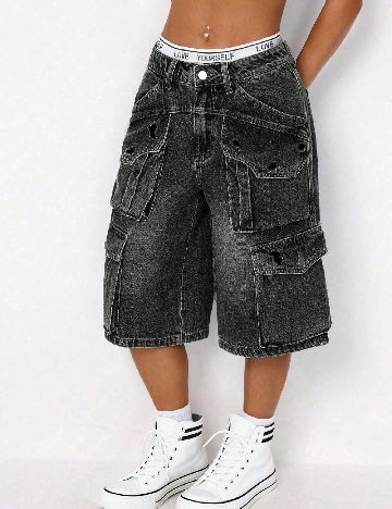 Pantaloni scurti SHEIN, gri inchis