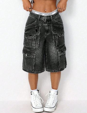 Pantaloni scurti SHEIN, gri inchis